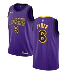 Women Nike Los Angeles Lakers 6 LeBron James Purple Women NBA Swingman City Edition 2018 19 Jersey