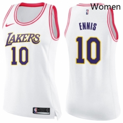 Womens Nike Los Angeles Lakers 10 Tyler Ennis Swingman WhitePink Fashion NBA Jersey