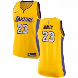 Womens Nike Los Angeles Lakers 23 LeBron James Swingman Gold NBA Jersey Icon Edition 