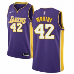 Womens Nike Los Angeles Lakers 42 James Worthy Authentic Purple NBA Jersey Icon Edition