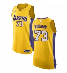 Womens Nike Los Angeles Lakers 73 Dennis Rodman Authentic Gold Home NBA Jersey Icon Edition