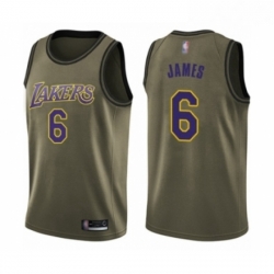 Youth Los Angeles Lakers 6 LeBron James Swingman Green Salute to Service Basketball Jersey 