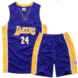 Youth NBA Los Angeles Lakers 24# Kobe Bryant  Purple Suit Sets