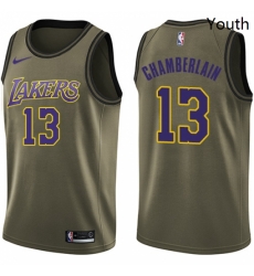 Youth Nike Los Angeles Lakers 13 Wilt Chamberlain Swingman Green Salute to Service NBA Jersey