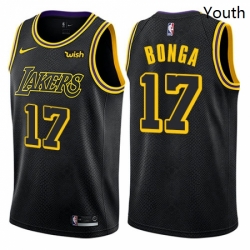 Youth Nike Los Angeles Lakers 17 Isaac Bonga Swingman Black NBA Jersey City Edition 