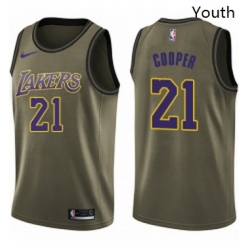 Youth Nike Los Angeles Lakers 21 Michael Cooper Swingman Green Salute to Service NBA Jersey