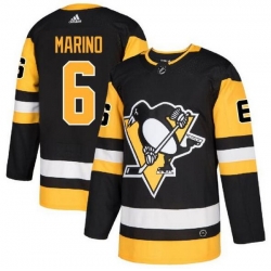 Men Pittsburgh Penguins 6 John Marino Black Adidas Jersey