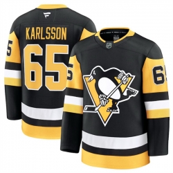 Men Pittsburgh Penguins 65 Erik Karlsson Black 2024 25 Home Stitched Hockey Jersey