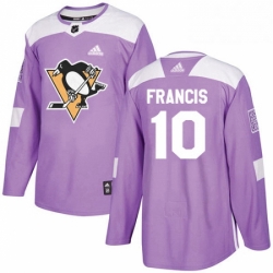 Mens Adidas Pittsburgh Penguins 10 Ron Francis Authentic Purple Fights Cancer Practice NHL Jersey 