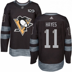 Mens Adidas Pittsburgh Penguins 11 Jimmy Hayes Authentic Black 1917 2017 100th Anniversary NHL Jersey 