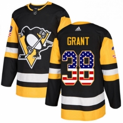 Mens Adidas Pittsburgh Penguins 38 Derek Grant Authentic Black USA Flag Fashion NHL Jersey 