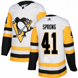 Mens Adidas Pittsburgh Penguins 41 Daniel Sprong Authentic White Away NHL Jersey 