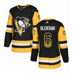 Mens Adidas Pittsburgh Penguins 6 Jamie Oleksiak Authentic Black Drift Fashion NHL Jerse