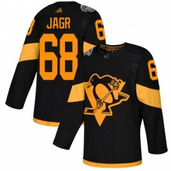 Mens Adidas Pittsburgh Penguins 68 Jaromir Jagr Black Authentic 2019 Stadium Series Stitched NHL Jersey 