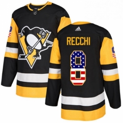 Mens Adidas Pittsburgh Penguins 8 Mark Recchi Authentic Black USA Flag Fashion NHL Jersey 