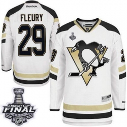 Penguins #29 Andre Fleury White 2014 Stadium Series 2017 Stanley Cup Final Patch Stitched NHL Jersey