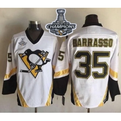 Penguins #35 Tom Barrasso White CCM Throwback 2017 Stanley Cup Finals Champions Stitched NHL Jersey