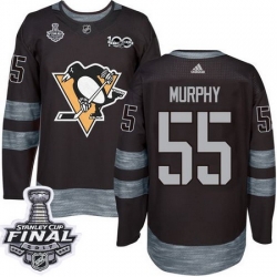 Penguins #55 Larry Murphy Black 1917 2017 100th Anniversary Stanley Cup Final Patch Stitched NHL Jersey