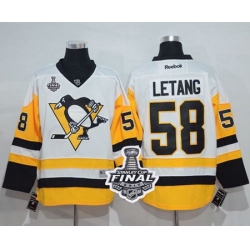 Penguins #58 Kris Letang White New Away 2017 Stanley Cup Final Patch Stitched NHL Jersey