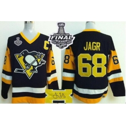 Penguins #68 Jaromir Jagr Black CCM Throwback Autographed 2017 Stanley Cup Final Patch Stitched NHL Jersey