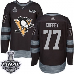 Penguins #77 Paul Coffey Black 1917 2017 100th Anniversary Stanley Cup Final Patch Stitched NHL Jersey