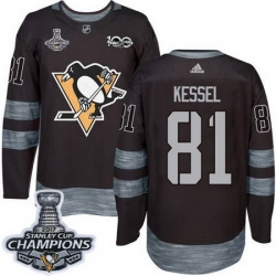 Penguins #81 Phil Kessel Black 1917 2017 100th Anniversary Stanley Cup Finals Champions Stitched NHL Jersey