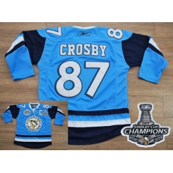 Penguins #87 Sidney Crosby Baby Blue 2011 Winter Classic Vintage 2017 Stanley Cup Finals Champions Stitched NHL Jersey