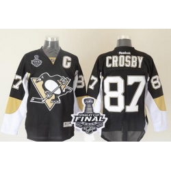 Penguins #87 Sidney Crosby Black 2017 Stanley Cup Final Patch Stitched NHL Jersey