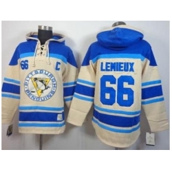 Pittsburgh Penguins #66 Mario Lemieux Cream Stitched NHL Sawyer Hooded Sweatshirt