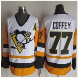 Pittsburgh Penguins #77 Paul Coffey White Black CCM Throwback NHL Jersey