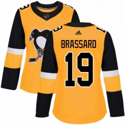 Womens Adidas Pittsburgh Penguins 19 Derick Brassard Authentic Gold Alternate NHL Jersey 