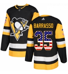 Youth Adidas Pittsburgh Penguins 35 Tom Barrasso Authentic Black USA Flag Fashion NHL Jersey 