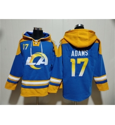 Men Los Angeles Rams 17 Davante Adams Blue Ageless Must Have Lace Up Pullover Hoodie