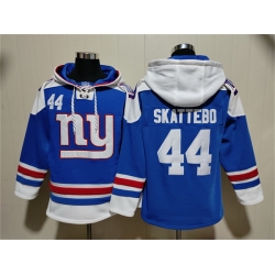 Men New York Giants 44 Cam Skattebo Blue Ageless Must Have Lace Up Pullover Hoodie