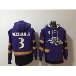 Men Baltimore Ravens 3 Odell Beckham Jr  Ageless Must Have Lace Up Pullover Hoodie