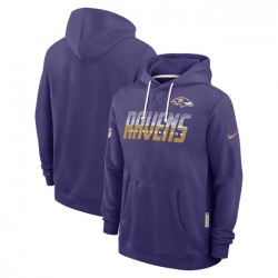 Men Baltimore Ravens Purple Sideline Standard Issue Top Prospect Dri FIT Hoodie