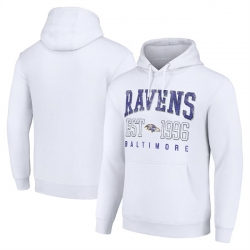Men Baltimore Ravens White Throwback Logo Pullover Hoodie