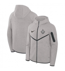 Men New Orleans Saints Gray Tech Fleece Full Zip Windrunner Hoodie