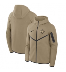 Men New Orleans Saints Tan Tech Fleece Full Zip Windrunner Hoodie Men New Orleans Saints Tan Tech Fleece Full Zip Windrunner Hoodie