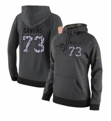 NFL Womens Nike Buffalo Bills 73 Dion Dawkins Stitched Black Anthracite Salute to Service Player Performance Hoodie