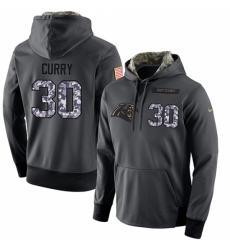 NFL Mens Nike Carolina Panthers 30 Stephen Curry Stitched Black Anthracite Salute to Service Player Performance Hoodie