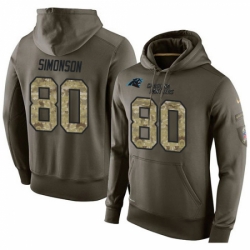 NFL Nike Carolina Panthers 80 Scott Simonson Green Salute To Service Mens Pullover Hoodie