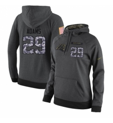 NFL Womens Nike Carolina Panthers 29 Mike Adams Stitched Black Anthracite Salute to Service Player Performance Hoodie