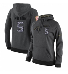 NFL Womens Nike Carolina Panthers 5 Michael Palardy Stitched Black Anthracite Salute to Service Player Performance Hoodie