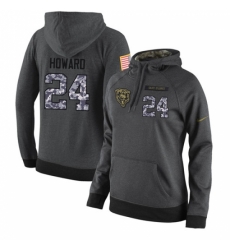 NFL Womens Nike Chicago Bears 24 Jordan Howard Stitched Black Anthracite Salute to Service Player Performance Hoodie