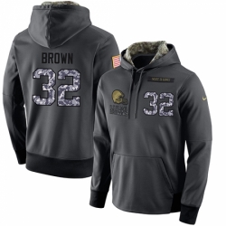 NFL Mens Nike Cleveland Browns 32 Jim Brown Stitched Black Anthracite Salute to Service Player Performance Hoodie