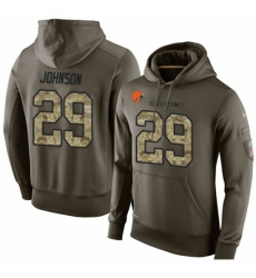 NFL Nike Cleveland Browns 29 Duke Johnson Green Salute To Service Mens Pullover Hoodie