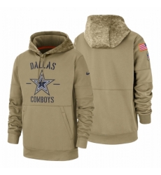 Mens Dallas Cowboys 2019 Salute to Service Tan Sideline Therma Pullover Hoodie