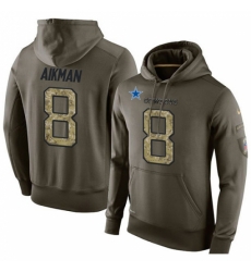 NFL Nike Dallas Cowboys 8 Troy Aikman Green Salute To Service Mens Pullover Hoodie