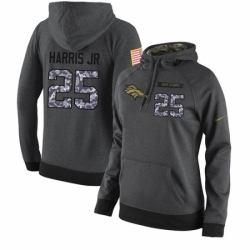 NFL Womens Nike Denver Broncos 25 Chris Harris Jr Stitched Black Anthracite Salute to Service Player Performance Hoodie